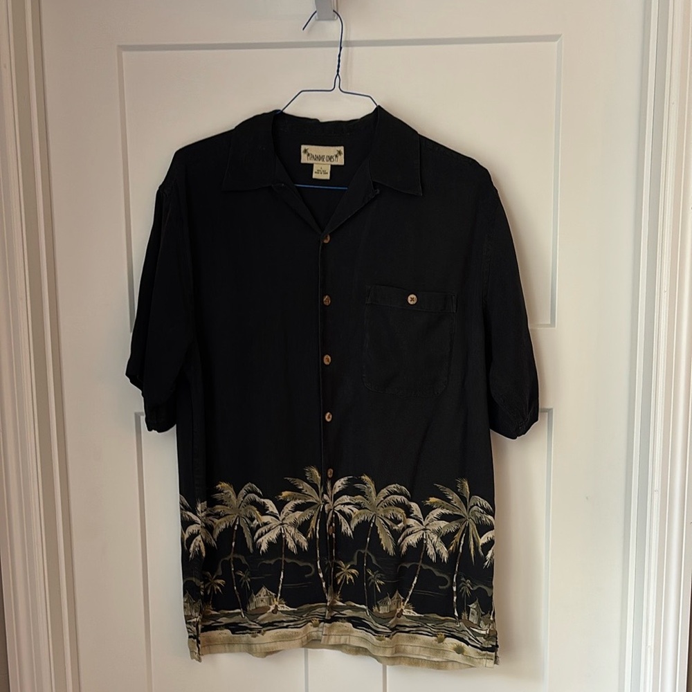 Men's Black Tropical Palm Tree Shirt